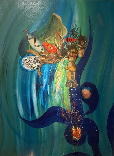 "Untitled," 1977,  Acrylic and Paper Collage on Canvas,  40 x 30 Inches 