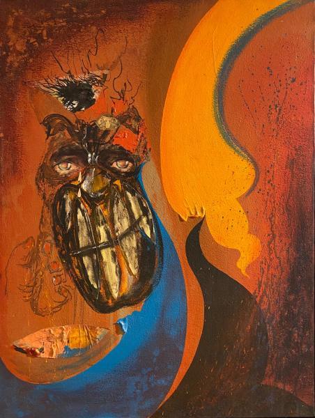 "Untitled," Circa 1977,  Acrylic and Paper Collage on Canvas,  40 x 30 Inches 