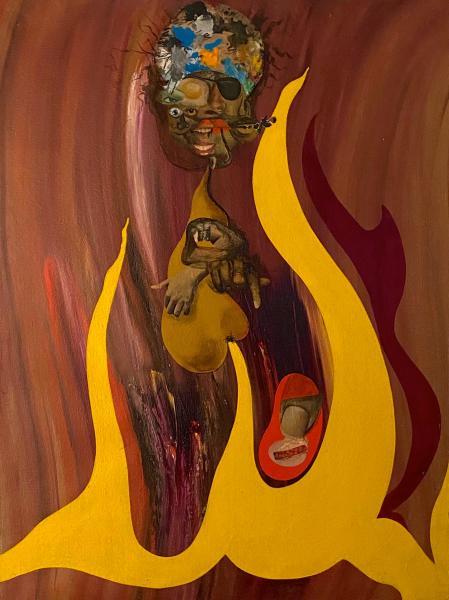 "Untitled," 1977,  Acrylic and Paper Collage on Canvas,  40 x 30 Inches 