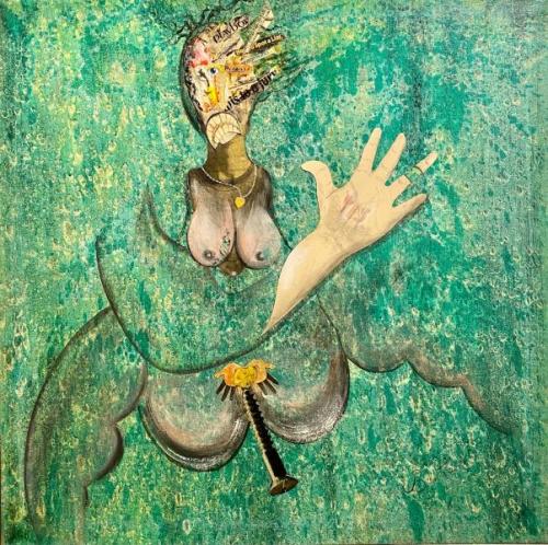 "Untitled," 1978,  Acrylic and Paper Collage on Canvas,  36 x 36 Inches 