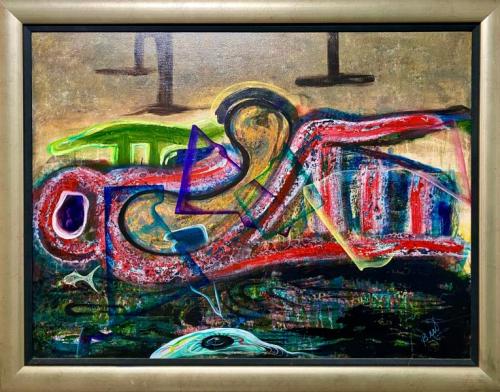 "After Gandhi," 1999,  Acrylic on Canvas,  36 x 48 Inches 