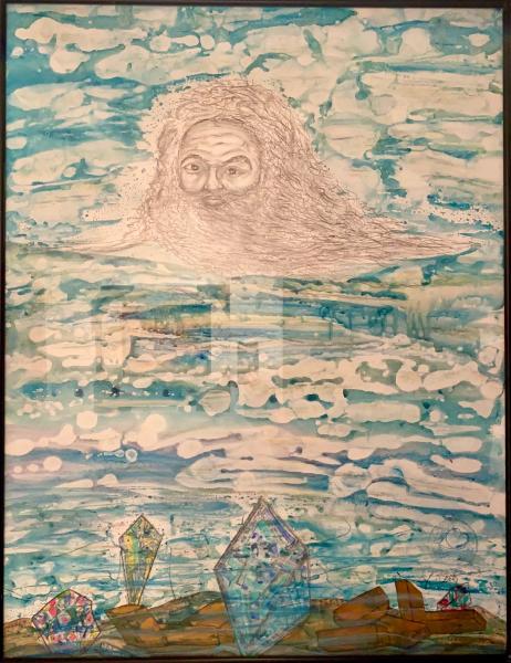 "Camino,"  2000,  Acrylic, Charcoal and Crayon on Paper,  50 x 38 Inches 