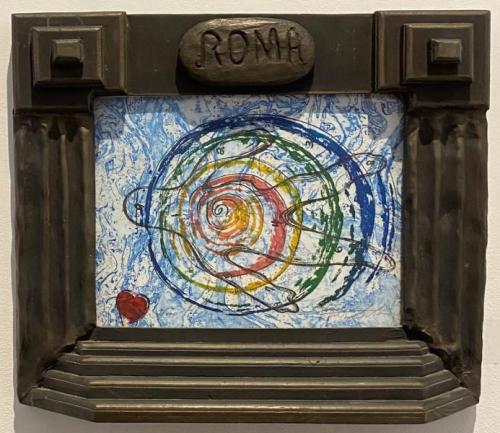 “Roma,” 1991, Acrylic on Paper in Wood Frame, 20.25 x 17 x 4.25 Inches