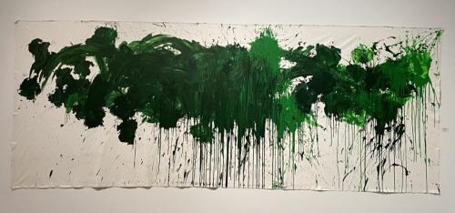 "Mountain Dew, Green on White," 2018, Acrylic Paint on Canvas, 71 x 184 Inches