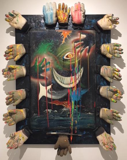 "Evolution of Creativity," 1984, Painting Construction with Work Gloves, 48 x 35 Inches