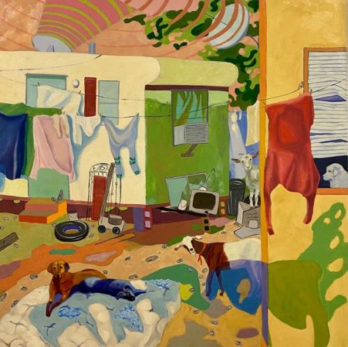 "Goats Don’t Eat Cans," 2017, Oil on Canvas, 48 x 48 Inches