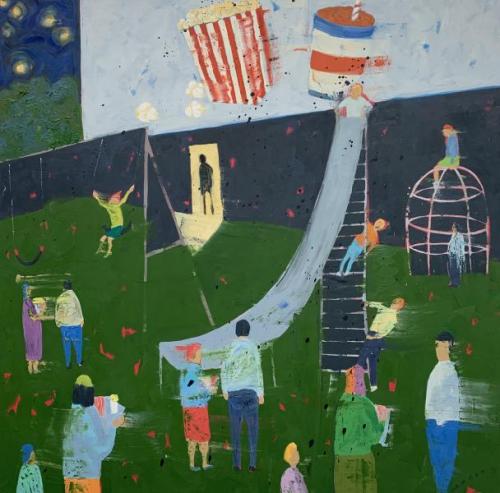 "Intermission," 2020, Oil on Canvas, 36 x 36 Inches