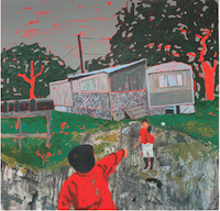 "Ball Players," 2020, Oil and Acrylic on Canvas, 48 x 48 Inches