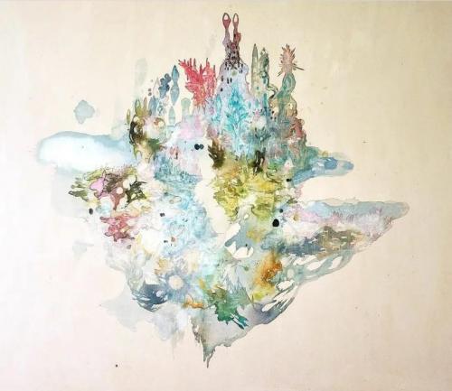 "Something Blue, Something New," 2022, Acrylic Paint, Resin and Ink on Canvas, 72 x 72 Inches 