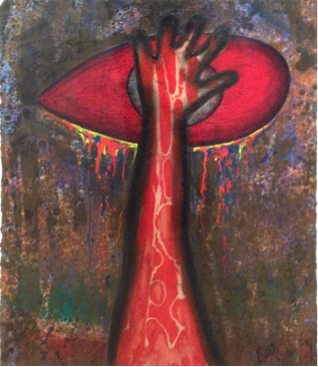 “The Stop of the Soul of Vision,” 1990, Ink on Paper, 40 x 33 Inches